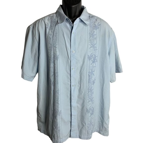 Cafe Luna Other - Short Sleeve Button Down Hawaiian Shirt XL Blue Camp Bowling Rockabilly